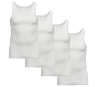 AMMANN Herren Unterhemden, 4er Pack - Viererpack, Doppelripp, Verlängerter Rücken, Baumwolle Weiß L