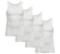 AMMANN Herren Unterhemden, 4er Pack - Viererpack, Doppelripp, Verlängerter Rücken, Baumwolle Weiß M