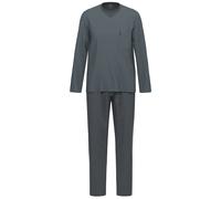 AMMANN Schlafanzug lang, V-Ausschnitt, Brusttasche, dunkelblau gestreift - 56