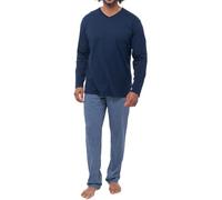 Ammann - Organic Cotton - Herren - Schlafanzug lang - Baumwolle | Sportliches Design mit V-Ausschnitt für einen modernen Look Bindeband am Hosenbund für besten Sitz und Komfort