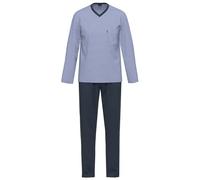AMMANN Schlafanzug lang, V-Ausschnitt, Brusttasche, dark saphir - 102