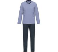 AMMANN Schlafanzug lang, V-Ausschnitt, Brusttasche, dark saphir - 56