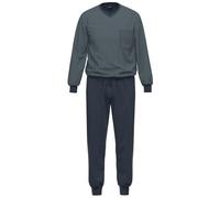 Ammann Schlafanzug Pyjama Langarm 30688 16 Marine/grün Gemustert