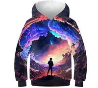 AMNOOL Das Universum Paint Hoody Sweatshirts Mode Kapuzenpullover Kinder Lässige Kapuzenpullover für Jungen Mantel 12-14 Jahre