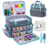 AMOIGEE Nähmaschinenkoffer mit Rädern - Nähmaschinentasche mit abnehmbarem Bodenpolster, Trolley-Tragetasche, passend für die meisten Standardmaschinen, kompatibel mit Singer, Brother, Janome