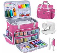 AMOIGEE Nähmaschinenkoffer mit Rädern - Nähmaschinentasche mit abnehmbarem Bodenpolster, Trolley-Tragetasche, passend für die meisten Standardmaschinen, kompatibel mit Singer, Brother, Janome