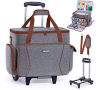 AMOIGEE Roll-Nähmaschinenkoffer mit Rädern - Nähmaschinentasche mit abnehmbaren Rädern, Trolley-Tragetasche mit abnehmbarer Polsterung, passend für die meisten Standardmaschinen, kompatibel mit Singer
