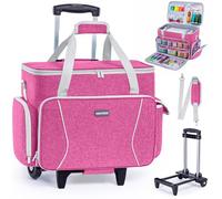 AMOIGEE Roll-Nähmaschinenkoffer mit Rädern - Nähmaschinentasche mit abnehmbaren Rädern, Trolley-Tragetasche mit abnehmbarer Polsterung, passend für die meisten Standardmaschinen, kompatibel mit Singer