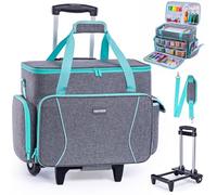 AMOIGEE Roll-Nähmaschinenkoffer mit Rädern - Nähmaschinentasche mit abnehmbaren Rädern, Trolley-Tragetasche mit abnehmbarer Polsterung, passend für die meisten Standardmaschinen, kompatibel mit Singer
