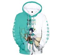 AMOMA Cosplay Anime Spiel 3D Digital Hoodie Freizeit Lange Ärmel Unisex Kapuzenpullover Sweatshirt(XL,Venti-GW)