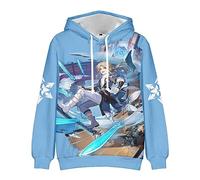 AMOMA Unisex Cosplay Spiel Honkai Star Rail 3D Gedruckt Hoodie Kapuzenpullover Sweatshirt mit Tasche(XXL,Yanqing)