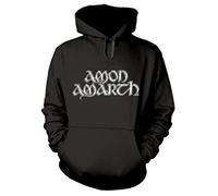 Amon Amarth 'Grey Skull' (Black) Pull Over Hoodie (Large)