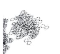 AMONIDA 100 Stück 5 Mm Metallösen-Ösen, Messing-Eisen-Unterlegscheiben für Lederhandwerk, Gold- und Silberfarben, Ösen für Kleidung, Taschen, Schnürsenkel, Gürtel, Stofftextilien (SILVER)