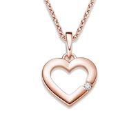 Amoonìc Herzkette Rosegold Kette Zirkonia Stein Damen Silber 925 vergoldet | Gratis Etui mit Gravur Echt Herzanhänger Herzchenkette Halskette Herz Anhänger Frau Frauen Freundin