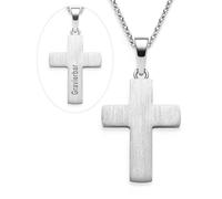 Amoonìc Kreuz Kette Mädchen echt Silber 925 | Kreuz-Anhänger Halskette | Kinder-Schmuck Erst-Kommunion Tauf-Geschenk Konfirmation Firmung Geburt Taufe | Silberkette Kreuzkette Taufkette Kinderkette