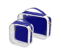 Amooorous 2 Stück marineblaue dunkelblaue einfarbige einfarbige transparente Herren-Kulturartikel für Reisen, TSA-zugelassen, transparent, kleine Make-up-Tasche, Rasierset für Herren, Para Maquillaje,