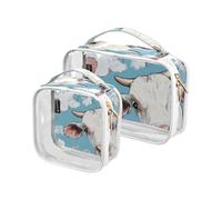 Amooorous 2 Stück weiße Kuh Kulturbeutel für Herren, niedliche weiße Kuh, dekorative Kulturbeutel, 1 Größe, Cartoon, süß, weiße Kuh, One Size