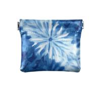 Amooorous Blauer Farbverlauf, Batik-Damen-PU-Leder, Münzgeldbörse, praktische Kosmetiktasche für Herren, Damen, Reisen, Batikfärbung mit blauem Farbverlauf, 1 size