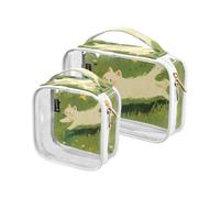 Amooorous Bolsa de almacenamiento Kulturbeutel für Herren, niedliches weißes Kätzchen, transparent, dekorativ, TSA-geprüft, wasserdicht, Kosmetiktaschen für Damen, Reise-Set, Rasierset, 2 Stück,