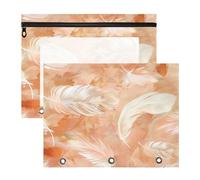 Amooorous Kosmetiktasche, transparent, 3 Löcher, für 3 Ringe, 2 Stück, Lehrerklasse, rotgoldene Feder