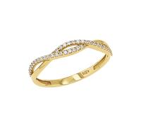 Amor Ring Damen, Gold, 58|18,5, 3 mm, Zirkonia synth., Weiß, 1,1 mm, Gold 375/9 ct 2036757