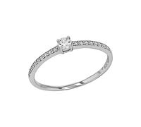 Amor Ring Damen, Silber, 58|18,5, 3 mm, Zirkonia synth., Weiß, 0,9 mm, WG 375/9ct 2037437