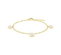 Amor Armband 925 Sterling Silber Damen Armschmuck, mit Muschelkernperle, 17+2 cm, Gold, Blume, Kommt in Schmuck Geschenk Box, 2035970