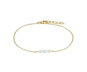 Amor Armband 925 Sterling Silber Damen Armschmuck, mit Süßwasserzuchtperle, 17+2 cm, Gold, Kommt in Schmuck Geschenk Box, 2034144