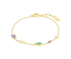 Amor Armband 925 Sterling Silber Damen Armschmuck, mit Zirkonia synth., 16+3 cm, Gold, Kommt in Schmuck Geschenk Box,
