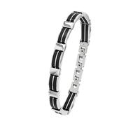 Amor Armband 9342433 Herren Edelstahl Kautschuk Schwarz 10/5 mm 20+2 cm
