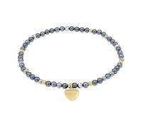 Amor Armband Damen, Grau, Herz, 8 mm, Glas, Grau, 3 mm, Edelstahl, IP Silber+Gold 2039084