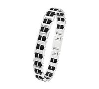 Amor Armband Edelstahl Kautschuk Herren Armschmuck, 22 cm, Silber, Kommt in Schmuck Geschenk Box, 9352524