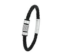 Amor Armband für Herren Edelstahl/Leder 21 cm Silber - mit Geschenkbox