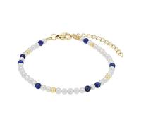 Amor Bead Armband für Damen, Edelstahl, mit Muschelkernperle und Lapis, 16+4 cm, gold, Geschenkidee, kommt in Schmuck Geschenk Box, 2100161