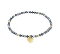Amor Armband Damen, Grau, Herz, 8 mm, Glas, Grau, 3 mm, Edelstahl, IP Silber+Gold 2039084