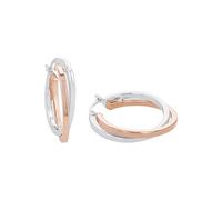 Amor Creolen 925 Sterling Silber Damen Ohrschmuck, 2,9 cm, Bicolor, Kommt in Schmuck Geschenk Box, 2022349