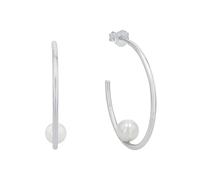 amor - Creolen für Damen, 925 Sterling Silber, Süßwasserzuchtperle Weiss