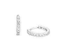 Amor Creolen 925 Sterling Silber Damen Ohrschmuck, mit Zirkonia synth., 1,2 cm, Silber, Kommt in Schmuck Geschenk Box, 2017285