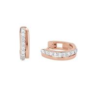 Amor Creolen 925 Sterling Silber Damen Ohrschmuck, mit Zirkonia synth., 1,3 cm, Roséfarben, Kommt in Schmuck Geschenk Box, 2017096