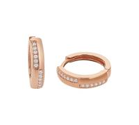 Amor Creolen 925 Sterling Silber Damen Ohrschmuck, mit Zirkonia synth., 1,5 cm, Roséfarben, Kommt in Schmuck Geschenk Box, 2022065