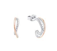 Amor Creolen 925 Sterling Silber Damen Ohrschmuck, mit Zirkonia synth., 1 cm, Bicolor, Kommt in Schmuck Geschenk Box, 2026195