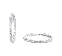 Amor Creolen Damen, Silber, onesize, 2 mm, Weiß, Silber 925, rhodiniert 9958313