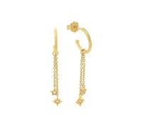 Amor Creolen 925 Sterling Silber Damen Ohrschmuck, mit Zirkonia synth., 2,9 cm, Gelb, Stern, Kommt in Schmuck Geschenk Box, 2032787