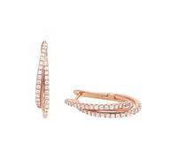 Creolen Damen, Roségold, onesize, 5 mm, Weiß 9245710