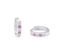 Amor Creolen 925 Sterling Silber Mädchen Kinder Ohrschmuck, mit Zirkonia synth., 1,2 cm, Lila, Kommt in Schmuck Geschenk Box, 2021277