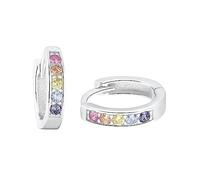 Paar Creolen AMOR "2036513, 2036778", bunt (silberfarben, pink, gelb, violett, pink, gelb, violett), Ohrringe, Mädchen, mit Zirkonia, Silber 925 (Sterlingsilber), mit Zirkonia (99125032-0) silberfarbe