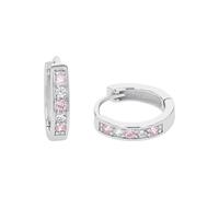 Amor Creolen für Mädchen, 925 Sterling Silber, Zirkonia synth., rosa Rosa