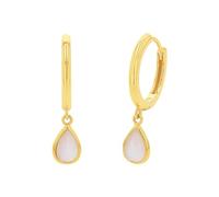 Paar Creolen AMOR "Drop, 2035995" Ohrringe Gr. Silber 925 (Sterlingsilber), weiß (gelbgoldfarben, weiß) Damen Creolen (34662335-0)