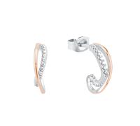 Amor Creolen 2026195 – 925 Sterling Silber Damen, 1 cm, Bicolor, mit Zirkonia, Geschenkbox