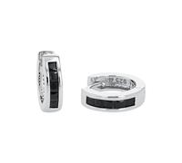 Amor Creolen Damen, Schwarz, onesize, 4 mm, Schwarz, Silber 925, rhodiniert 2017295